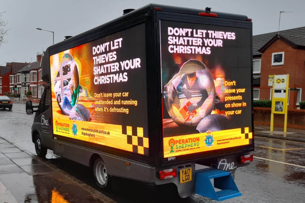 digital ad van for operation shepherd anti-theft campaign