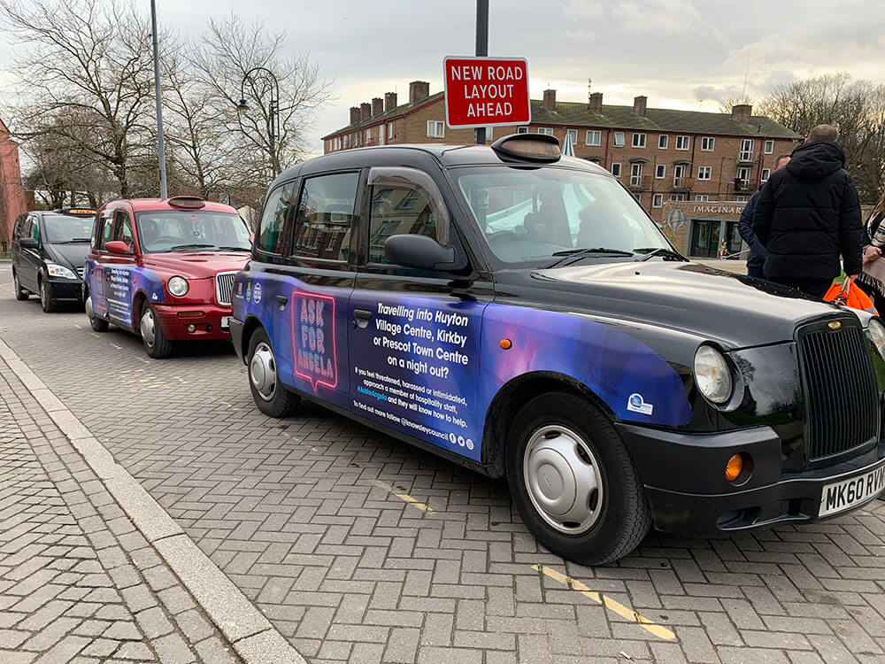 ask for angela taxi advertising