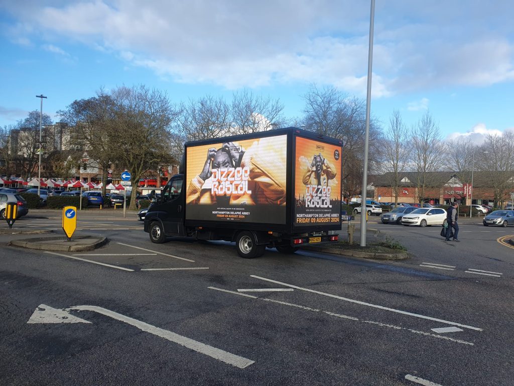 Transit Media digital ad van advertising a Dizzee Rascal music concert