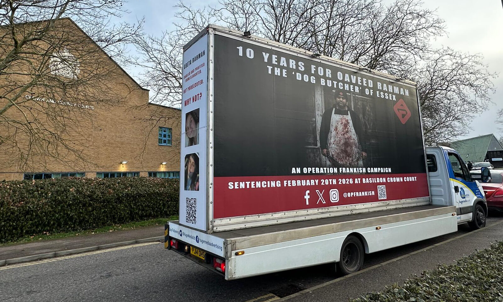 Transit Media's mobile billboard outside Basildon Crown Court